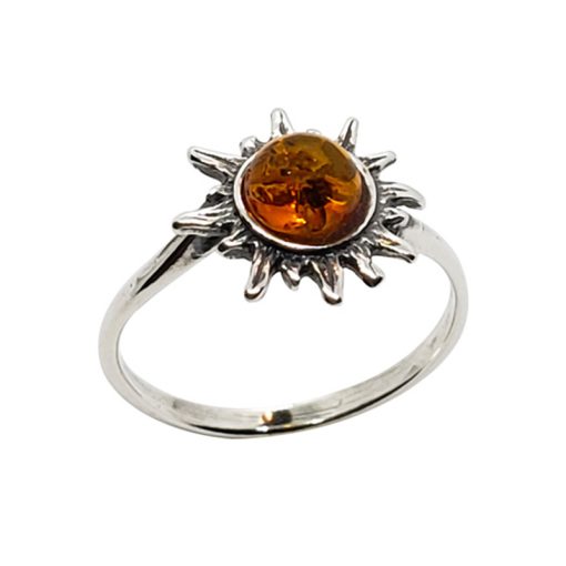 Cognac Amber Sterling Silver Ring