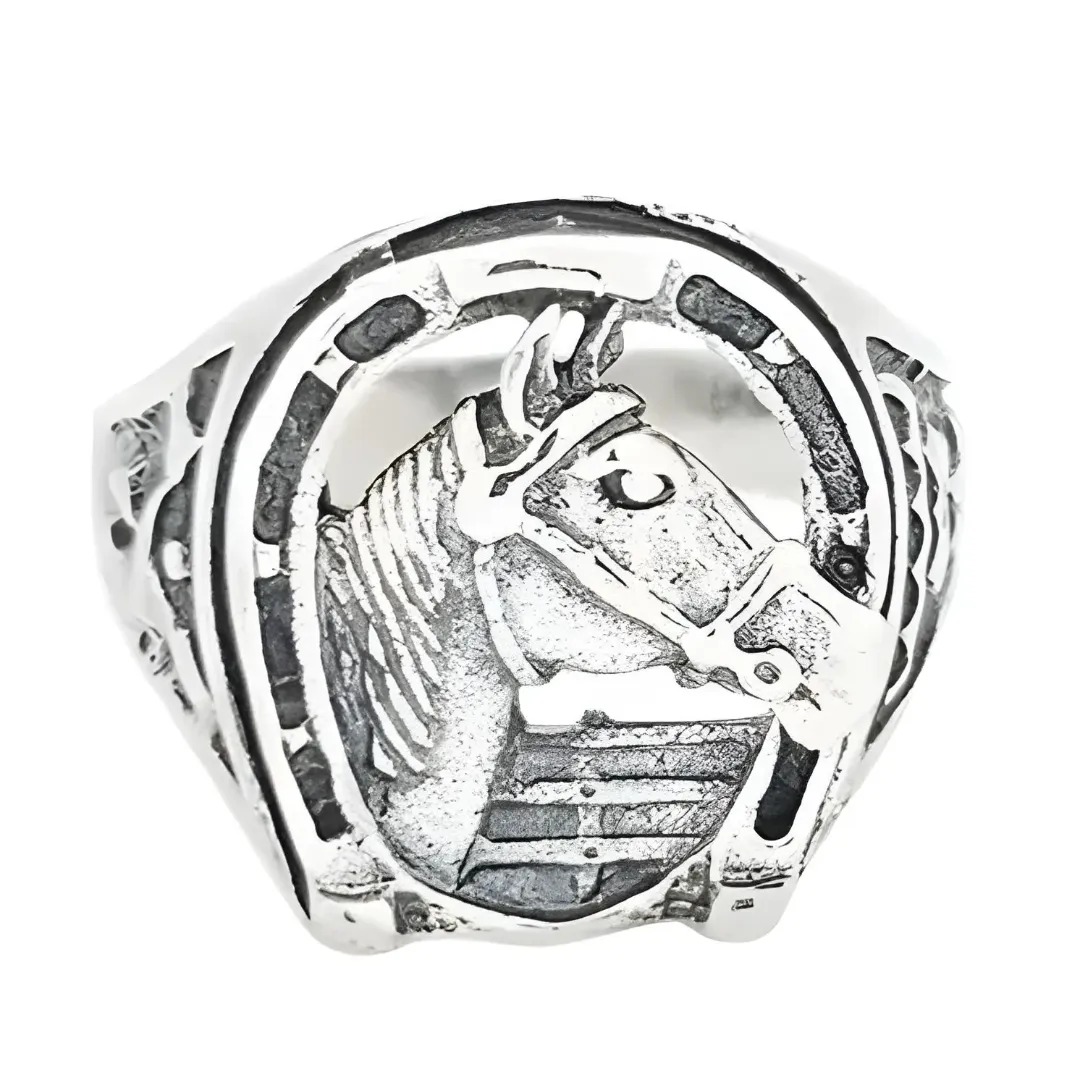 Horse Horseshoe Sterling Silver Ring Amberman