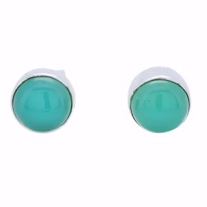 Green Onyx Sterling Silver Stud Earrings