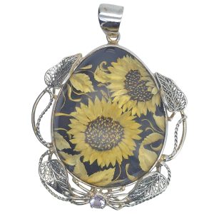 Sunflower Amber Cameo Adjustable Ring