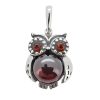 Owl Cherry Amber Silver Pendant