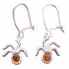 Octopus cognac amber sterling silver earrings on hooks