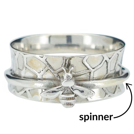 Sterling Silver Bee Spinner Ring