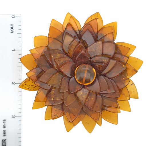 Cognac Amber Flower Hair Clip / Pendant - Image 4