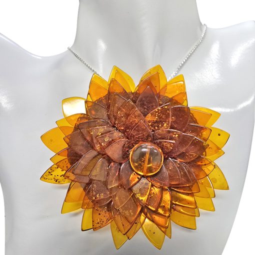 Cognac Amber Flower Hair Clip / Pendant - Image 2