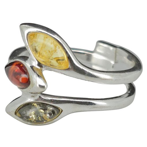 Multi Color Amber Sterling Silver Ring - Image 4