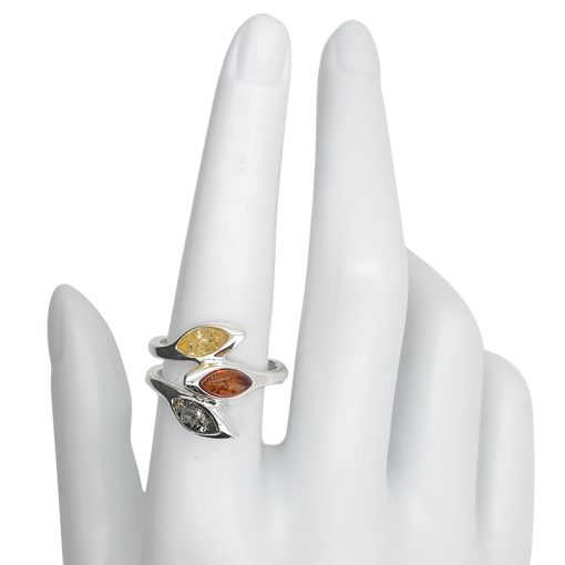 Multi Color Amber Sterling Silver Ring - Image 3