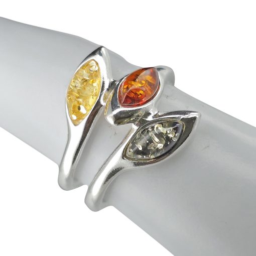 Multi Color Amber Sterling Silver Ring - Image 2