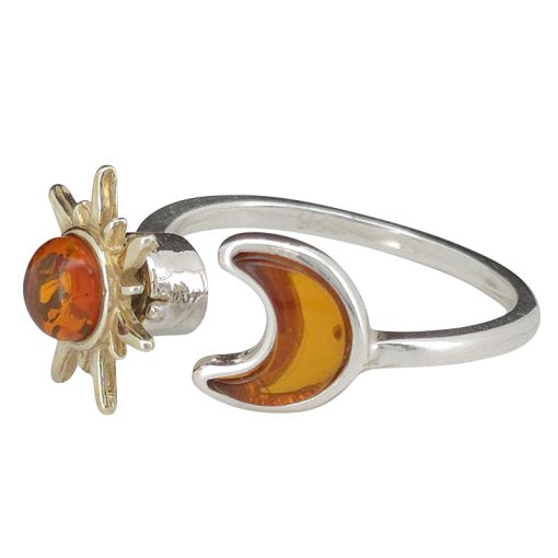 Sun And Moon Amber Adjustable Spinner Ring - Image 2