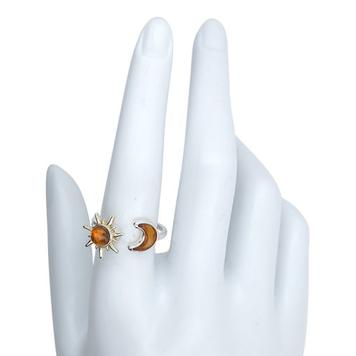 Sun And Moon Amber Adjustable Spinner Ring - Image 3