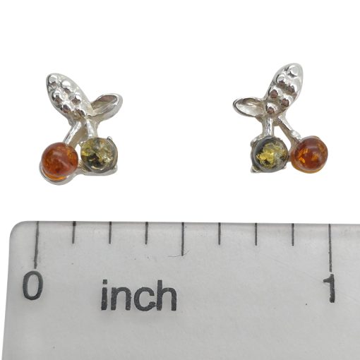 Cherry Design Multicolor Amber Stud Earrings - Image 3