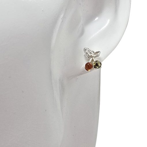 Cherry Design Multicolor Amber Stud Earrings - Image 2