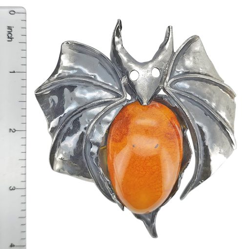 Amber 925 Silver Handmade Bat Pendant - Image 3
