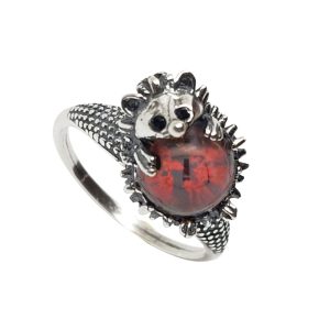 Hedgehog Cherry Amber Ring