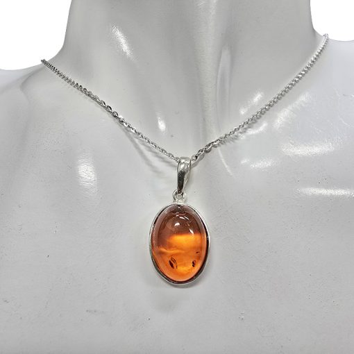 Cognac Amber Sterling Silver Pendant - Image 4