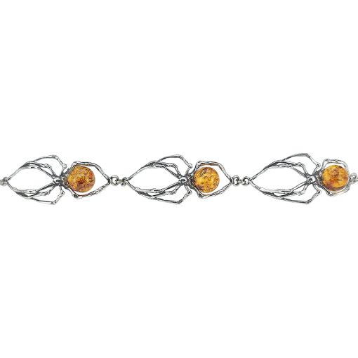 Amber Sterling Silver Spider Link Bracelet - Image 4