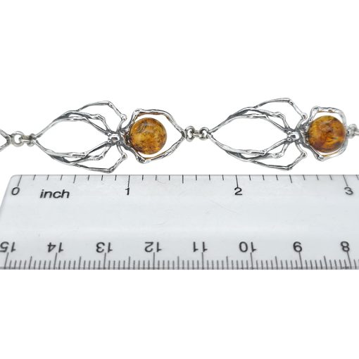 Amber Sterling Silver Spider Link Bracelet - Image 3