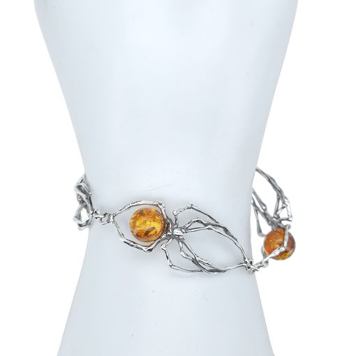 Amber Sterling Silver Spider Link Bracelet - Image 2