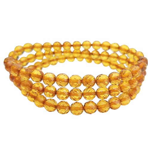 Faceted Cognac Amber Stretch Bracelet - Image 2