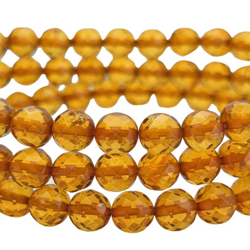 Faceted Cognac Amber Stretch Bracelet - Image 4