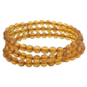 Faceted Cognac Amber Stretch Bracelet