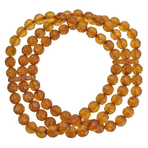 Faceted Cognac Amber Stretch Bracelet - Image 5