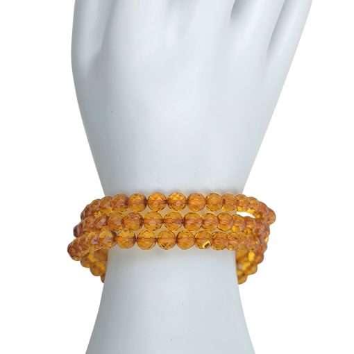 Faceted Cognac Amber Stretch Bracelet - Image 3
