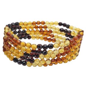 Faceted Multicolor Amber Stretch Bracelet