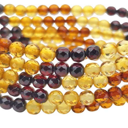 Faceted Multicolor Amber Stretch Bracelet - Image 3
