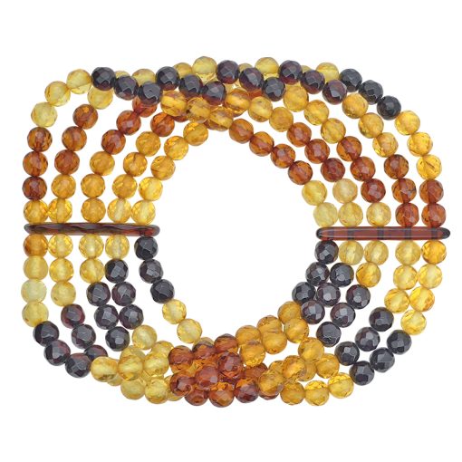 Faceted Multicolor Amber Stretch Bracelet - Image 4