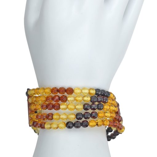 Faceted Multicolor Amber Stretch Bracelet - Image 2