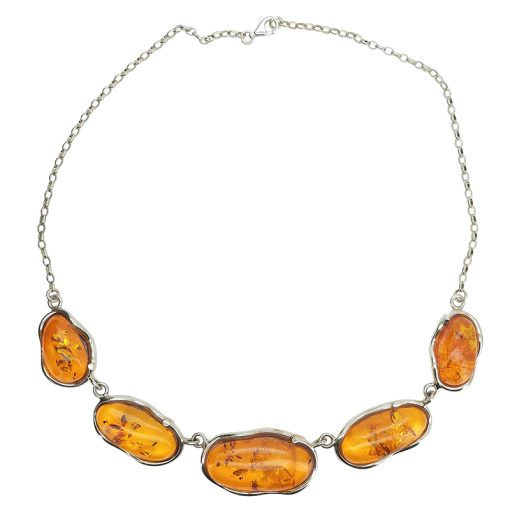 Cognac Color Amber Sterling Silver Handmade Necklace - Image 4