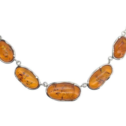 Cognac Color Amber Sterling Silver Handmade Necklace - Image 3