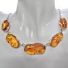 Cognac Color Amber Sterling Silver Handmade Necklace