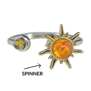 Multicolor Amber Spinner Sun Adjustable Ring