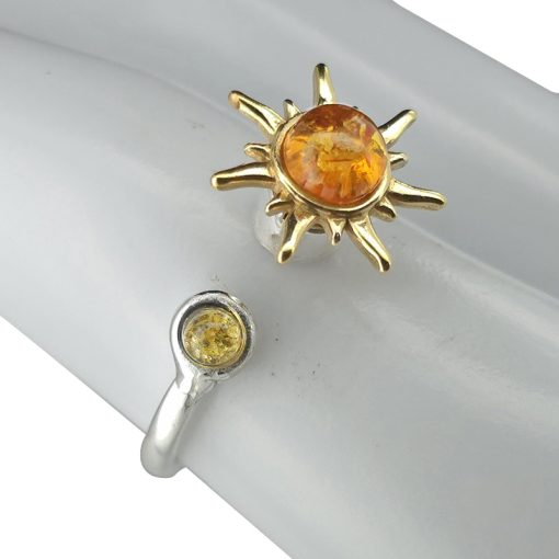 Multicolor Amber Spinner Sun Adjustable Ring - Image 2