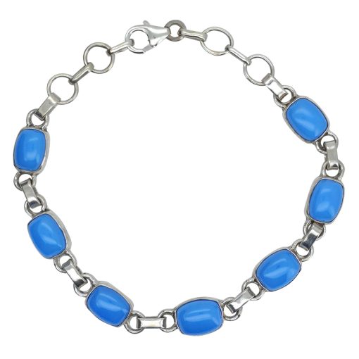 Blue Chalcedony Sterling Silver Link Bracelet
