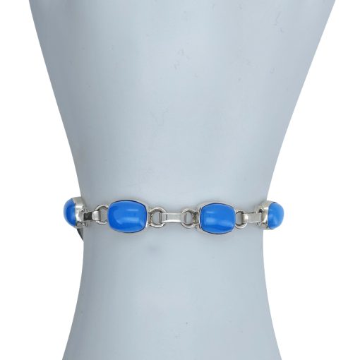 Blue Chalcedony Sterling Silver Link Bracelet - Image 2