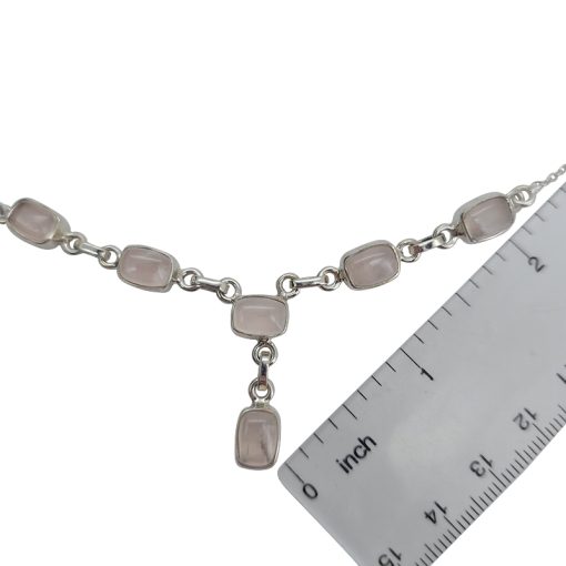 Rose Quartz Silver Necklace 16" - Image 3
