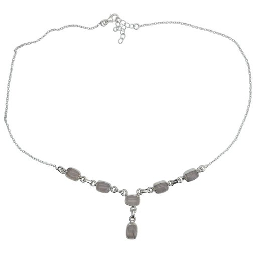 Rose Quartz Silver Necklace 16" - Image 4