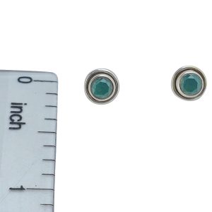 Faceted Composite Emerald Silver Stud Earrings