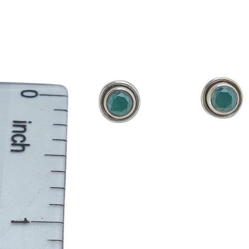 Faceted Composite Emerald Silver Stud Earrings