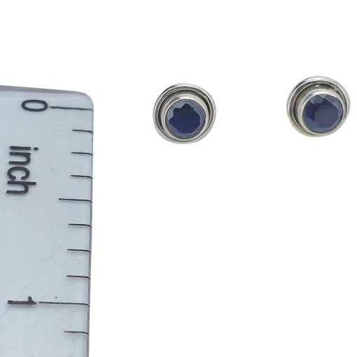 Faceted Composite Sapphire Stud Earrings - Image 3