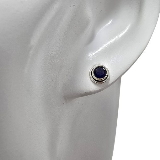 Faceted Composite Sapphire Stud Earrings - Image 2