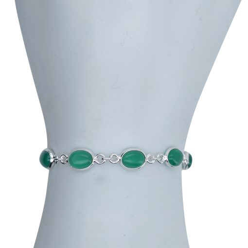 Green Onyx Sterling Silver Link Bracelet - Image 2