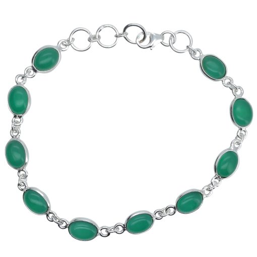 Green Onyx Sterling Silver Link Bracelet