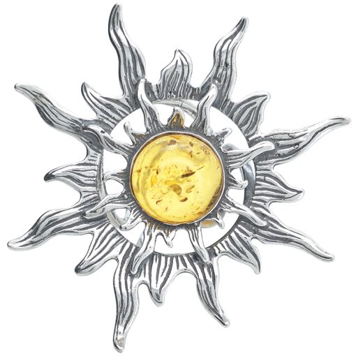 Amber Sterling Silver Sun Adjustable Ring - Image 5
