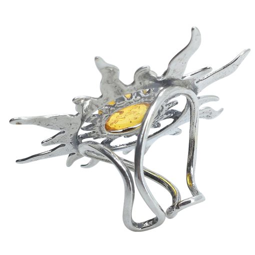 Amber Sterling Silver Sun Adjustable Ring - Image 4