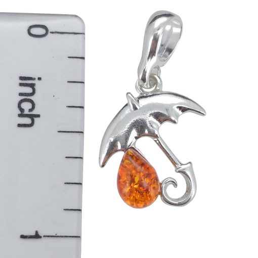 Amber Sterling Silver Umbrella Pendant - Image 3