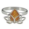 Cognac Amber Lotus Design Ring